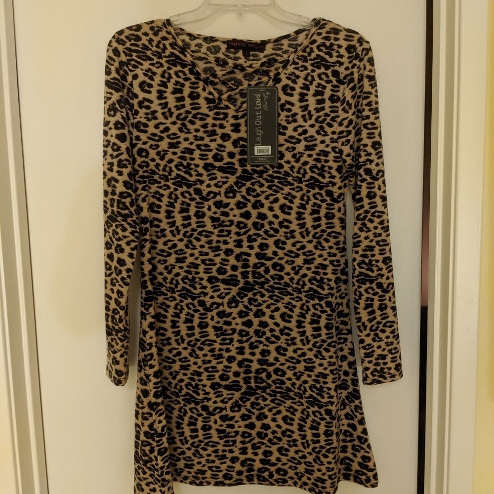 Long sleeve leopard dress
